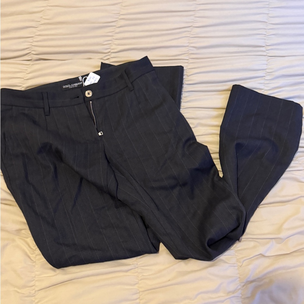 Dolce & Gabbana Dark Gray Pinstripe Trouser
